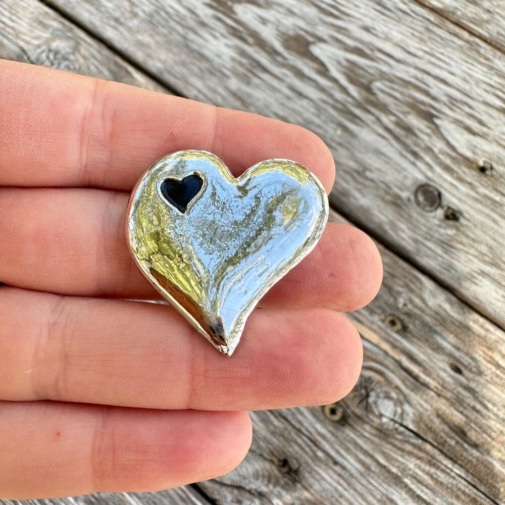 Vintage Jewelry Silver Tone Heart Brooch Pin